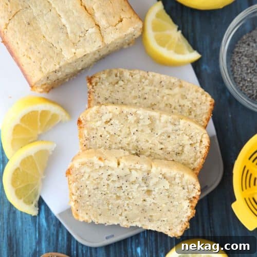 Lemon Poppy Seed Bread has a sweet lemon glaze that is brushed on top while warm, soaking up all of the tangy lemon flavor. An easy quick bread that's moist, velvety, and melt-in-your-mouth good.
