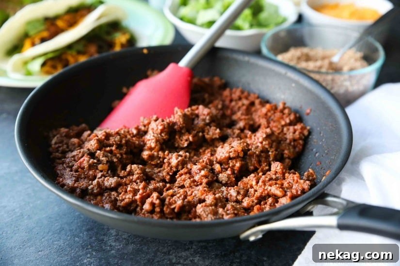 Ultimate Taco Meat Recipe: Juicy, Flavor-Packed Ground Beef 4 The BEST taco meat ever! It's saucy and full of flavor made with an easy homemade taco seasoning. A recipe the whole family will enjoy for Taco Tuesdays!