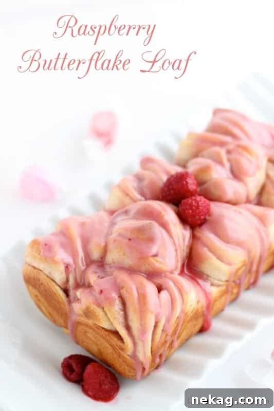 Raspberry Butterflake Loaf with raspberry icing.