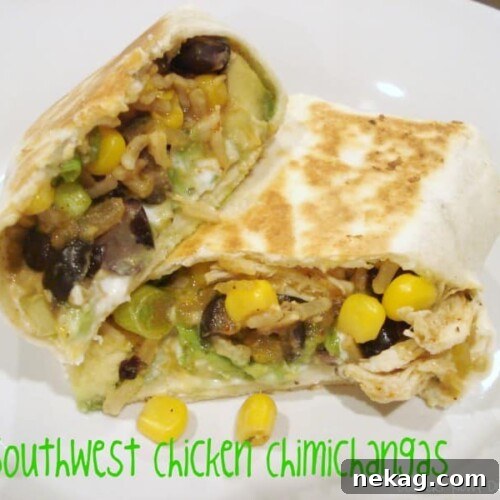 Southwest-Style Chicken Chimichangas with Zesty Salsa Verde 4 Southwest Chicken Chimichangas