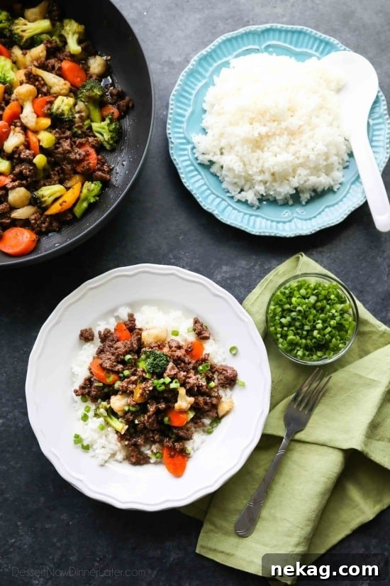 Korean Beef and Vegetables Recipe (Video Included) 4 This cheap and easy Korean Beef recipe is made with ground beef instead of flank steak. It's simmered in a simple, yet flavorful sauce with added vegetables for a well-rounded meal. Serve with rice, and you've got a delicious dinner ready in 20 minutes or less!