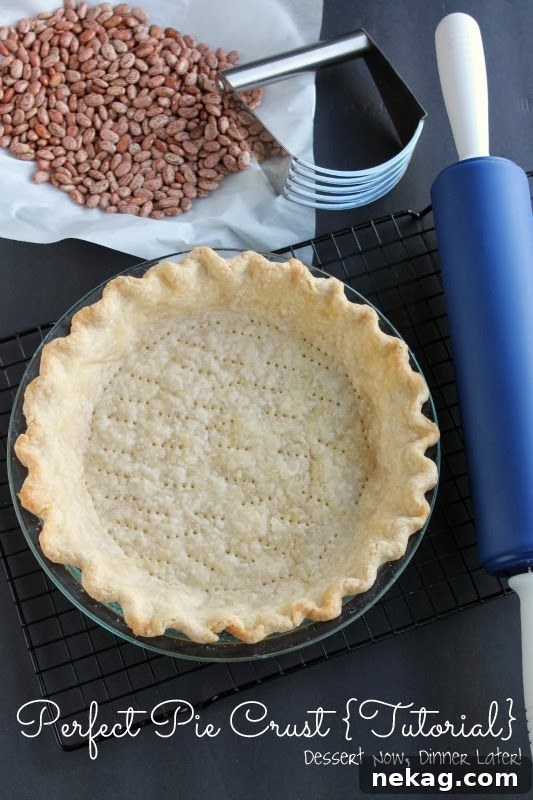 Single pie crust baked in a glass pie dish.