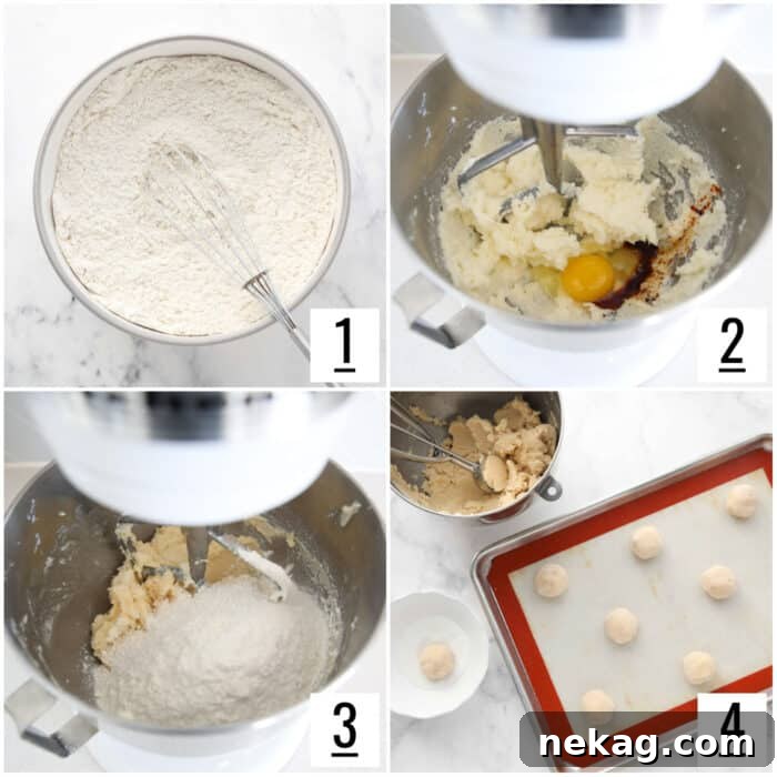 Classic Sugar Cookie Recipe: Soft, Bake-and-Share Cookies 6 Four image collage of steps to make easy sugar cookies.