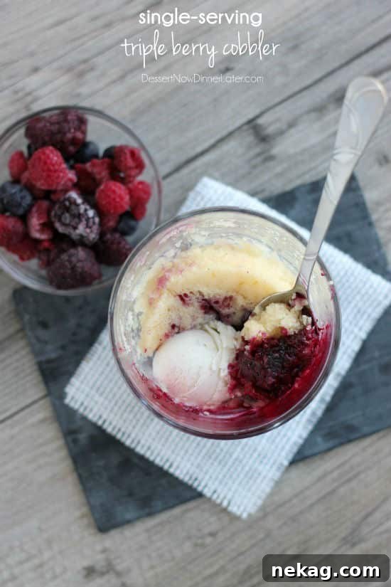 Single-Serving Triple Berry Cobbler