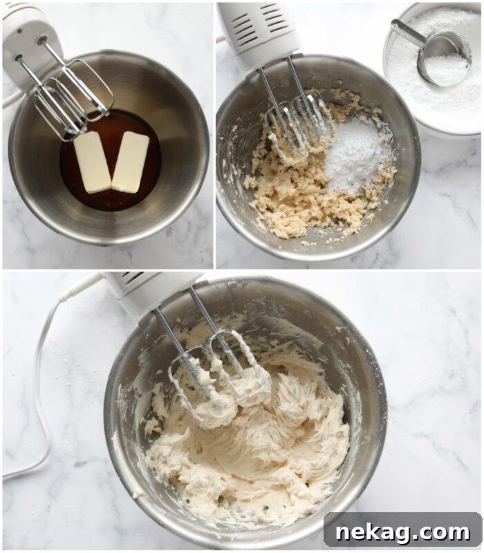Steps to make maple frosting.