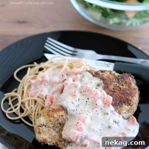 Herb Crusted Chicken with Tomato Cream Sauce