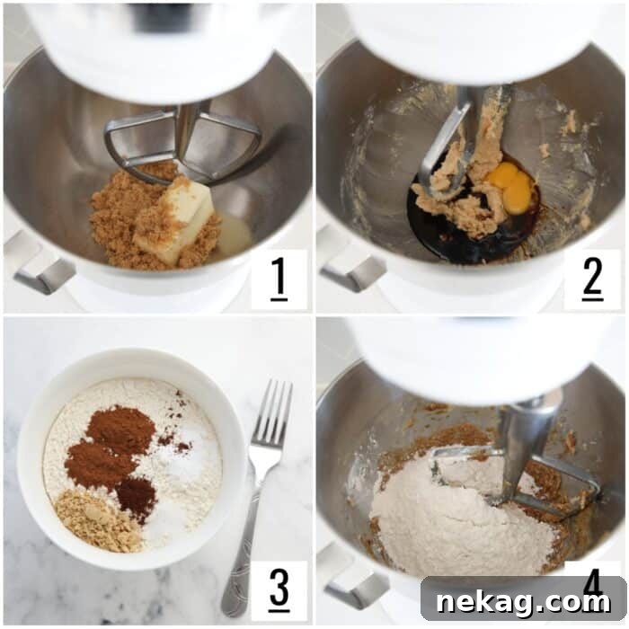 Steps to make gingerbread cookie dough.
