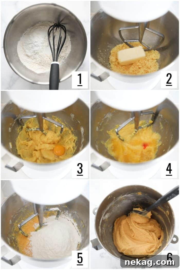 Steps to make orange cookie dough.