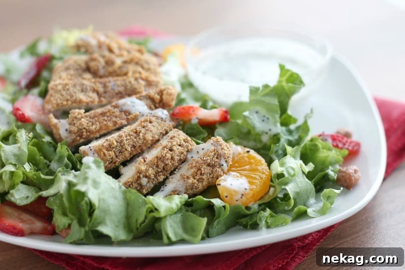Almond Crusted Chicken Salad with Creamy Poppyseed Dressing