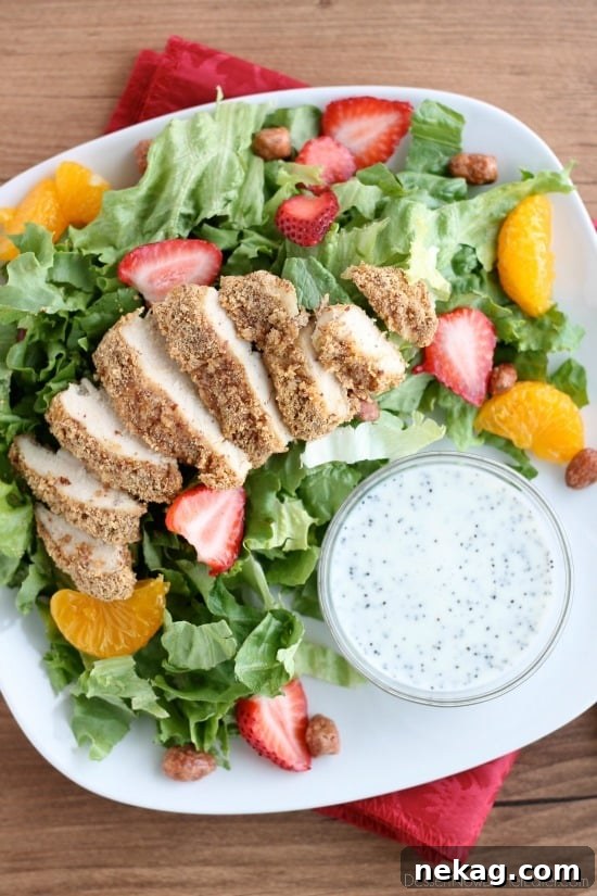 Almond Crusted Chicken Salad with Creamy Poppyseed Dressing