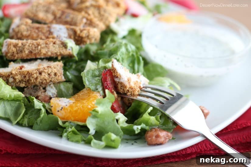 Almond Crusted Chicken Salad with Creamy Poppyseed Dressing