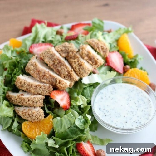 Almond Crusted Chicken Salad with Creamy Poppyseed Dressing