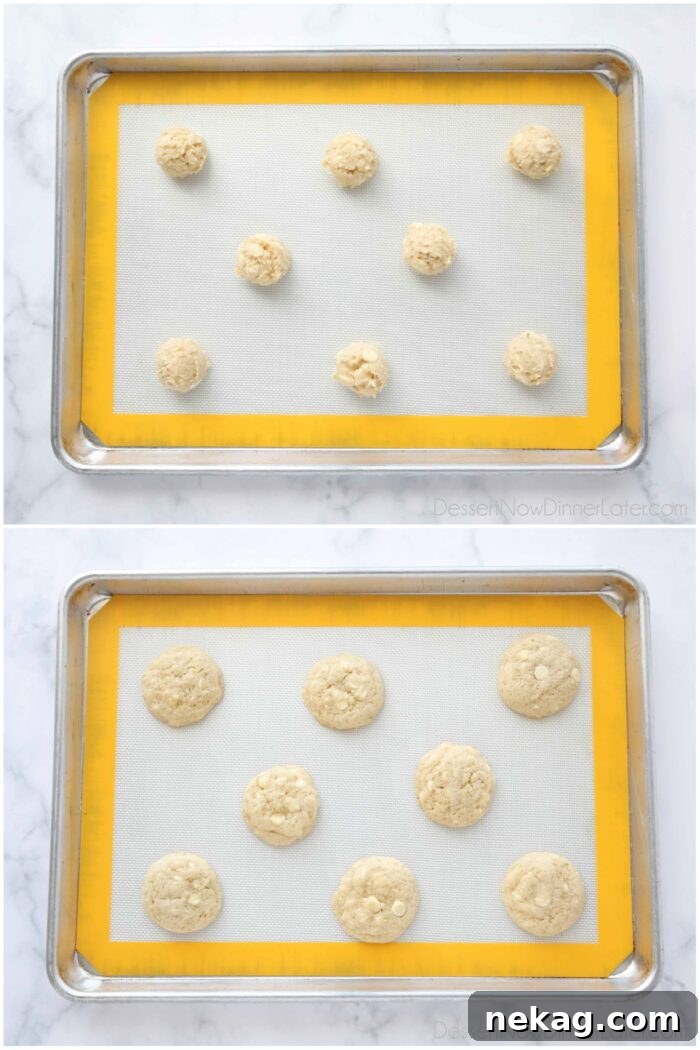 Key Lime Cookies before and after baking.