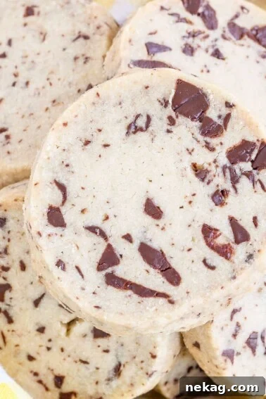 Chocolate Chip Shortbread Cookies in yellow towel.