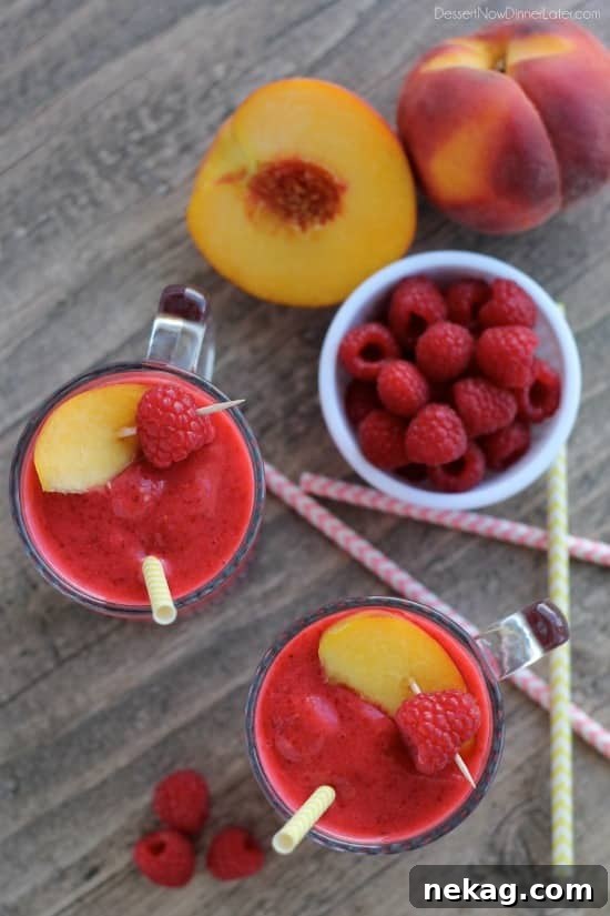 Frozen Raspberry Peach Lemonade Recipe — Refreshing Summer Drink 3 Frozen Raspberry Peach Lemonade