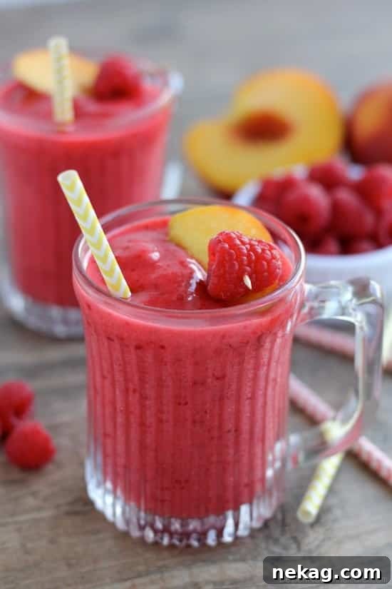 Frozen Raspberry Peach Lemonade Recipe — Refreshing Summer Drink 5 Frozen Raspberry Peach Lemonade