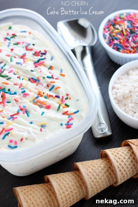 No-Churn Cake Batter Ice Cream Recipe — No Ice Cream Maker Needed 2 No Churn Cake Batter Ice Cream