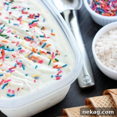 No-Churn Cake Batter Ice Cream Recipe — No Ice Cream Maker Needed 5 No Churn Cake Batter Ice Cream