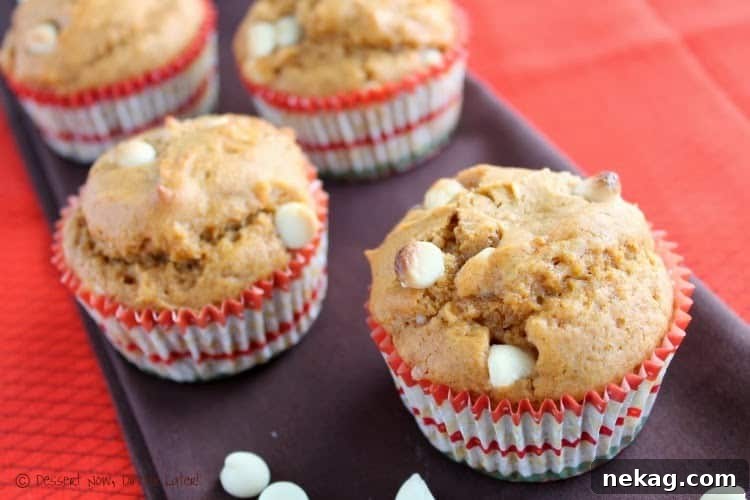 Butterscotch White Chocolate Chip Pumpkin Muffins Recipe 4 Muffins with white chocolate chips