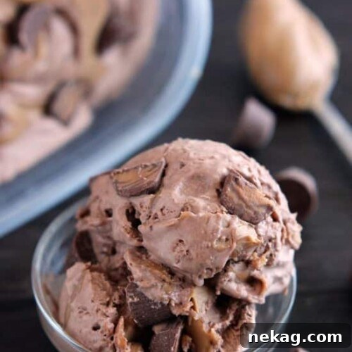 NO CHURN Chocolate Peanut Butter Cup Ice Cream