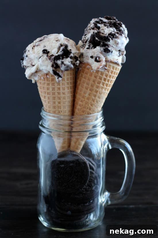 No-Churn Oreo Fudge Ice Cream Recipe 2 NO CHURN Oreo Fudge Ice Cream from DessertNowDinnerLater.com