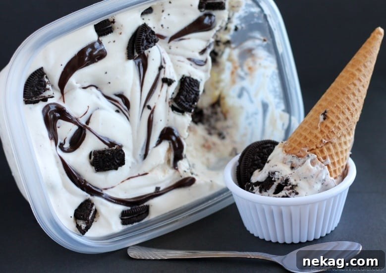 No-Churn Oreo Fudge Ice Cream Recipe 4 NO CHURN Oreo Fudge Ice Cream3