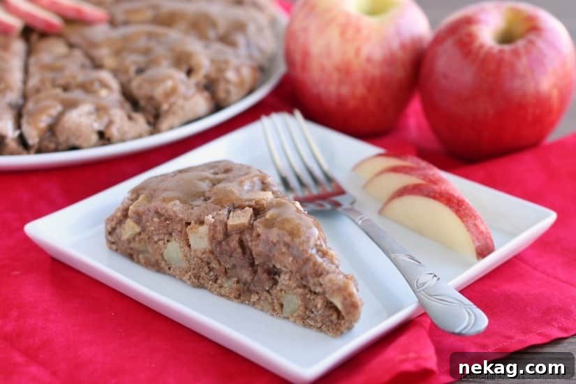 Brown Sugar Apple Scones with Sticky Glaze 5 Brown Sugar Glazed Apple Scones from DessertNowDinnerLater.com