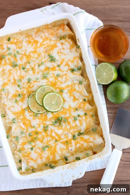 Honey Lime Chicken Enchiladas from DessertNowDinnerLater.com