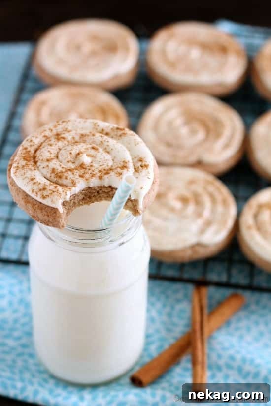 Cinnamon Roll Sugar Cookies from DessertNowDinnerLater.com