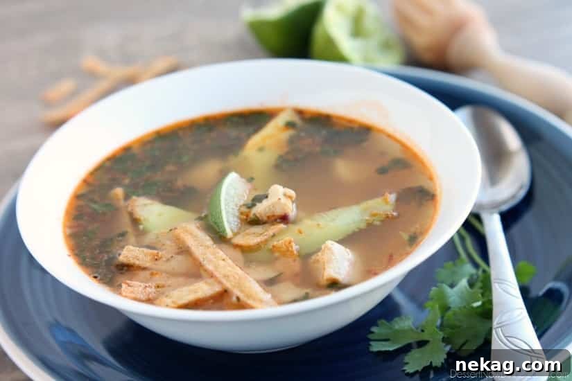  Mexican Chicken Lime Soup from DessertNowDinnerLater.com