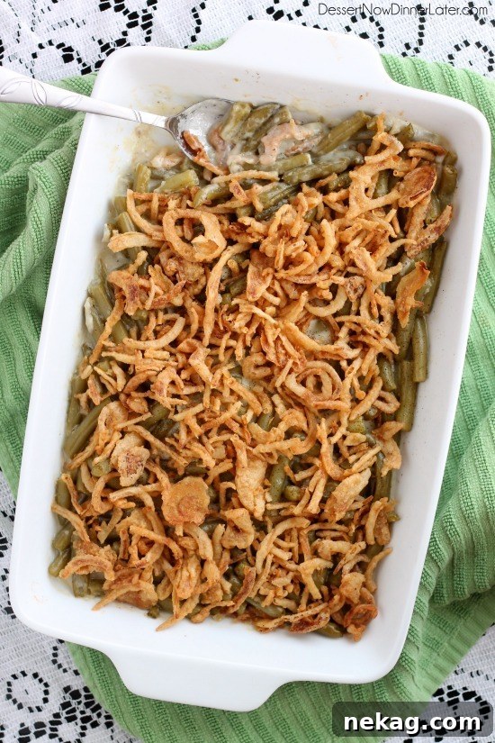 Green Bean Casserole Without Cream Soup (Video) 4 This Green Bean Casserole is made with a quick and easy homemade sauce - no cream soup needed! From DessertNowDinnerLater.com