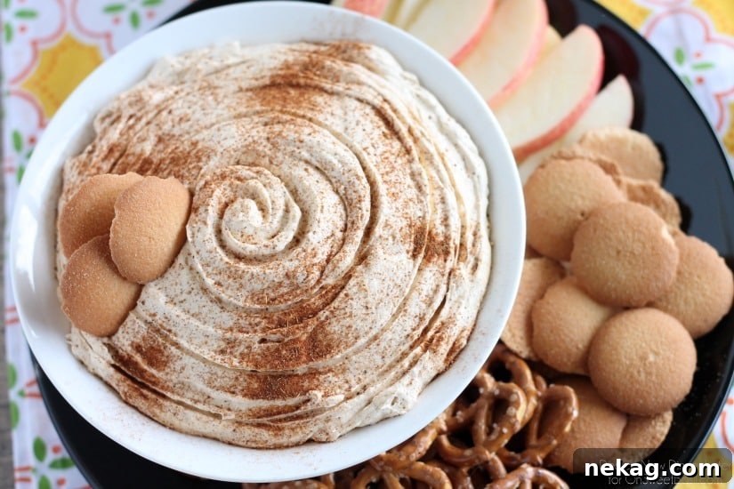 Pumpkin Cheesecake Dip is super simple to make and is great with apples, vanilla wafers, pretzels and more! From DessertNowDinnerLater.com