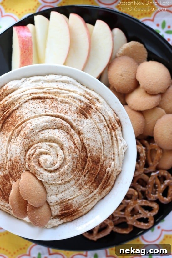 Pumpkin Cheesecake Dip is super simple to make and is great with apples, vanilla wafers, pretzels and more! From DessertNowDinnerLater.com