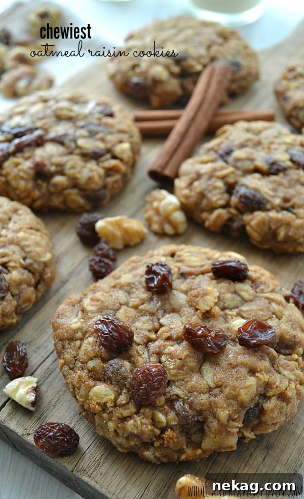 Chewiest Oatmeal Raisin Cookies