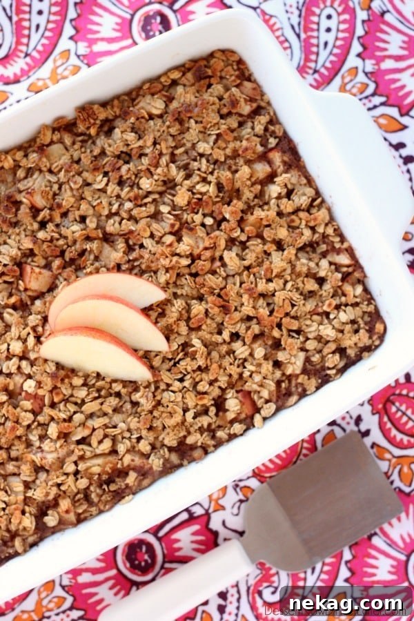 Apple Cinnamon Baked Oatmeal - old fashioned oats, agave, and apples are just a few of the delicious ingredients used in this lighter baked oatmeal.