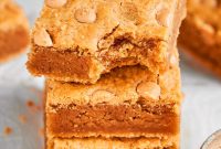 Chewy Peanut Butter Blondies with Chocolate Swirl