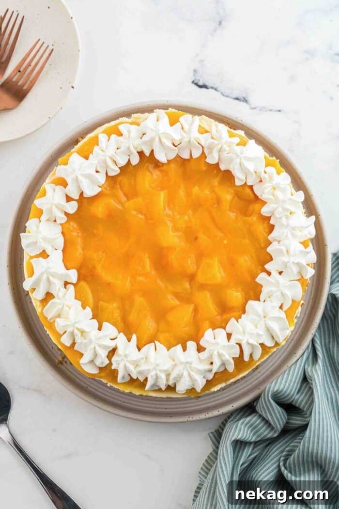 Top view of finished easy peach dessert recipe.