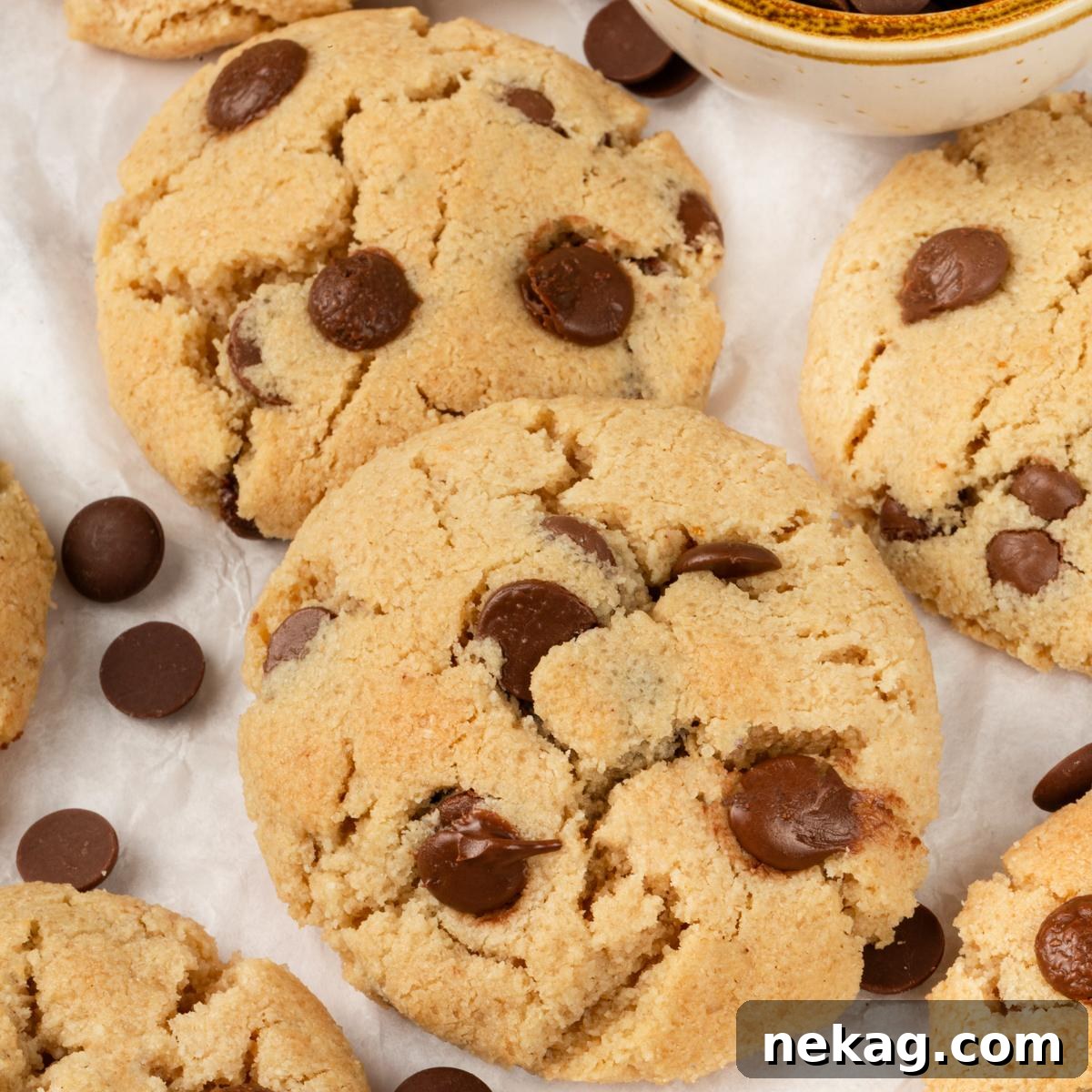 A clean square frame makes these almond flour chocolate chip cookies pop as the featured image.