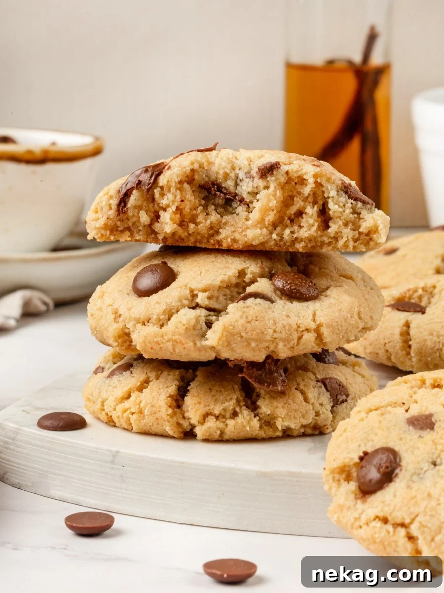 Take a bite from these almond flour chocolate chip cookies and head straight to serving.