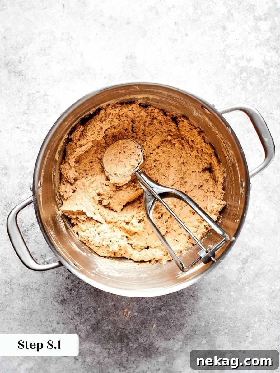 The dense, sticky dough is exactly right for scooping these thin, chewy oatmeal cream pie cookies.