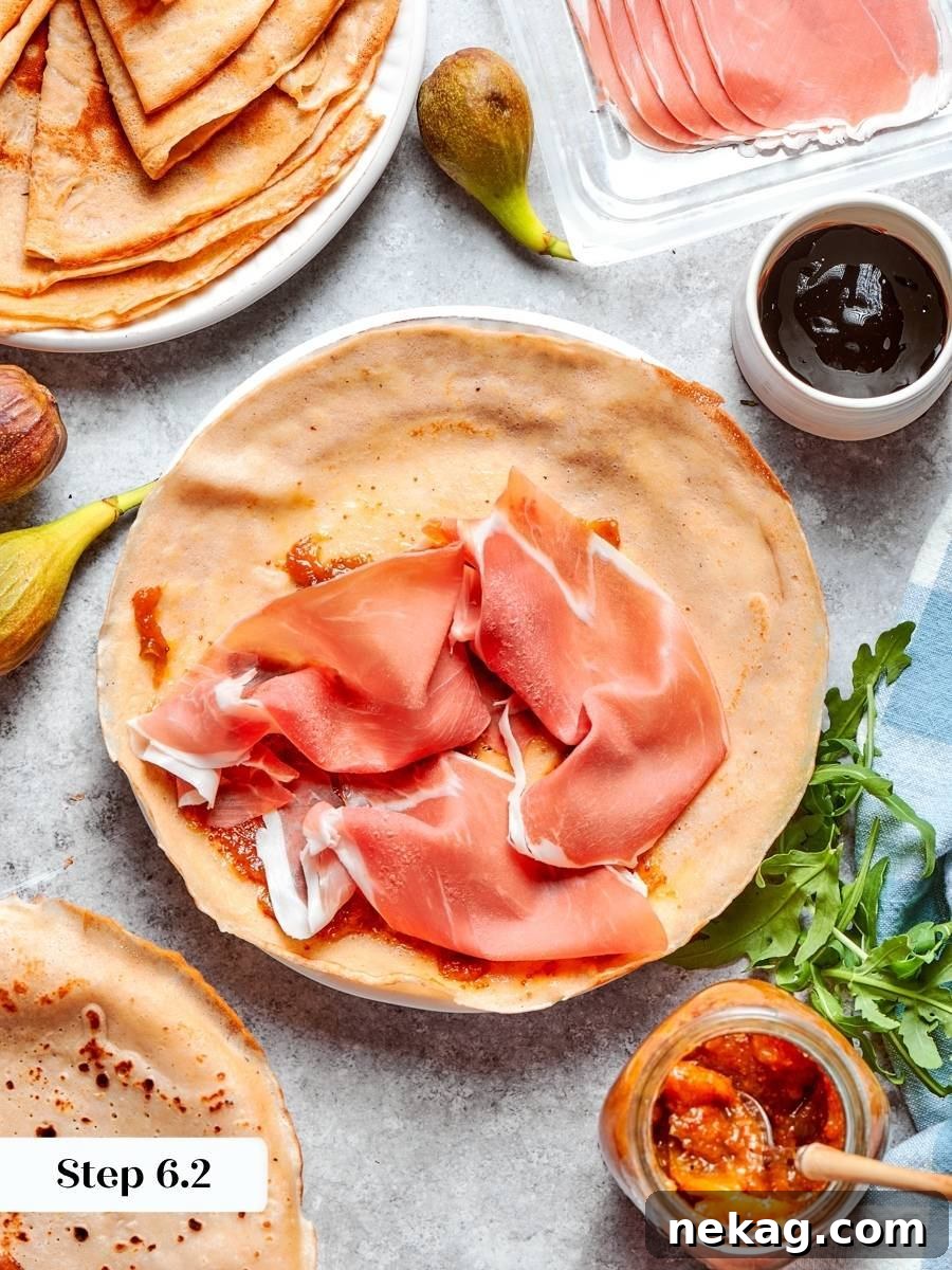 Savory Crepe Recipe: Step-by-Step for Perfect Crepes 13 Two or three slices per crepe is plenty, since prosciutto salts savory crepes quickly.