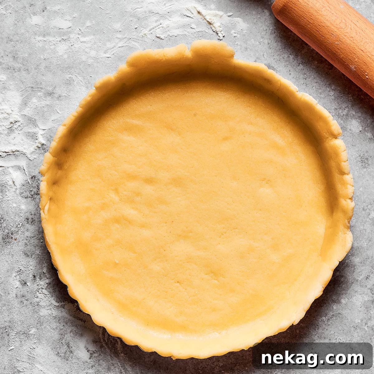 The lined shell is what pâte sablée is for, squared here for the recipe card.
