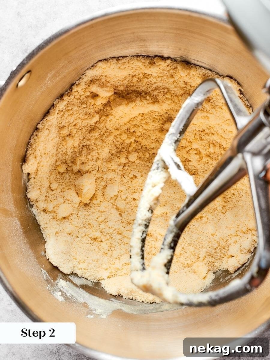 Cutting the butter in completely is the step that gives pâte sablée its short, tender crumb.