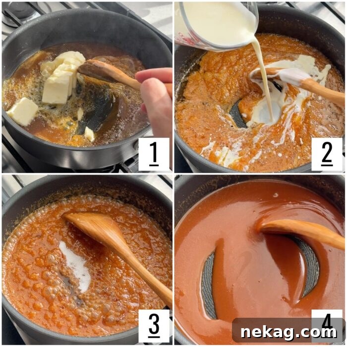Homemade Salted Caramel Sauce Recipe 6 Steps to make salted caramel sauce with sugar, butter, cream, vanilla, and salt.