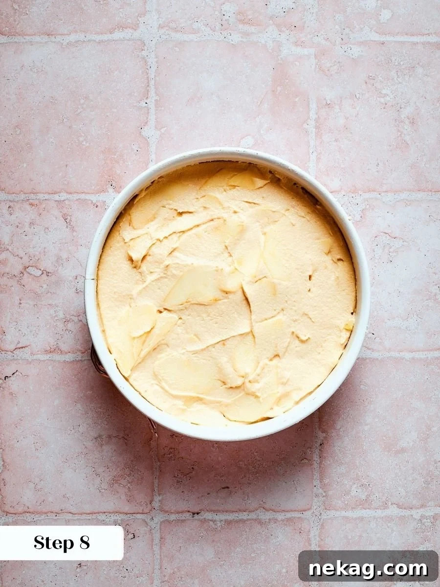 Classic French Apple Cake Recipe 6 Spreading batter into the pan is the last hands-on step before french apple cake bakes.