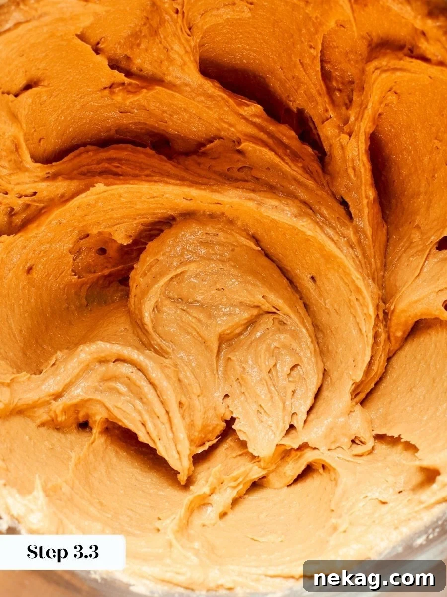 Mixing to this uniform sheen means the chewy peanut butter cookies bake evenly instead of streaky.